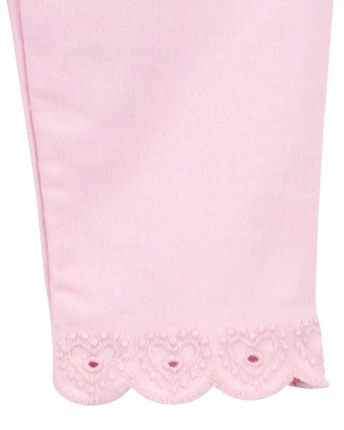 Baby Woven Embroidered Hem Pants - Pink