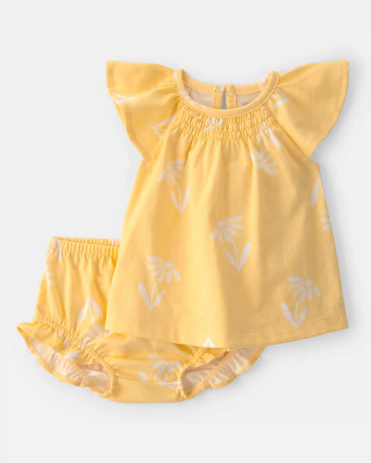 Baby Girl 3-Piece Flower Outfit Set - Yellow/White