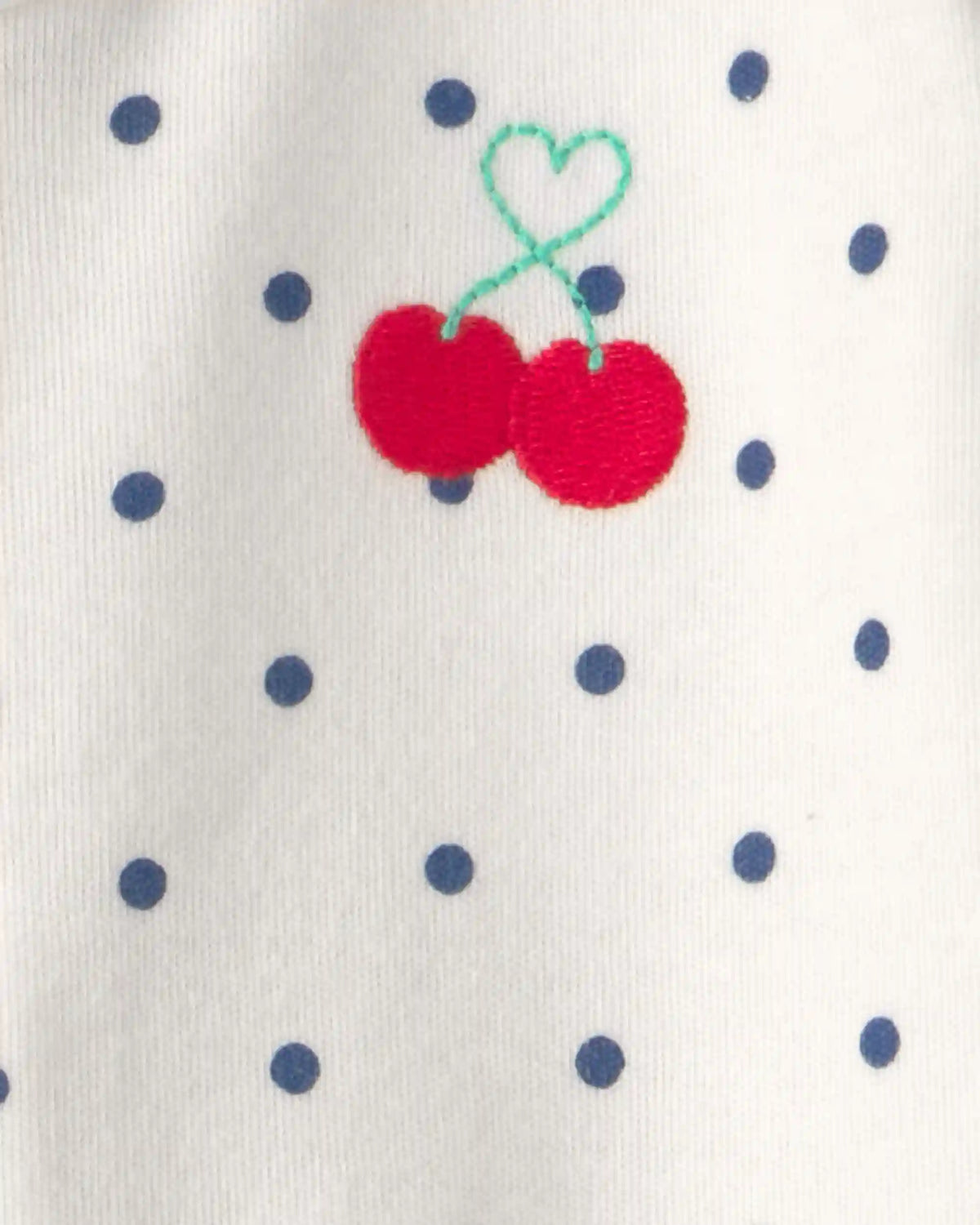 Baby Girl Cherry 2-Way Zip 100% Cotton Sleep & Play Pajama - White