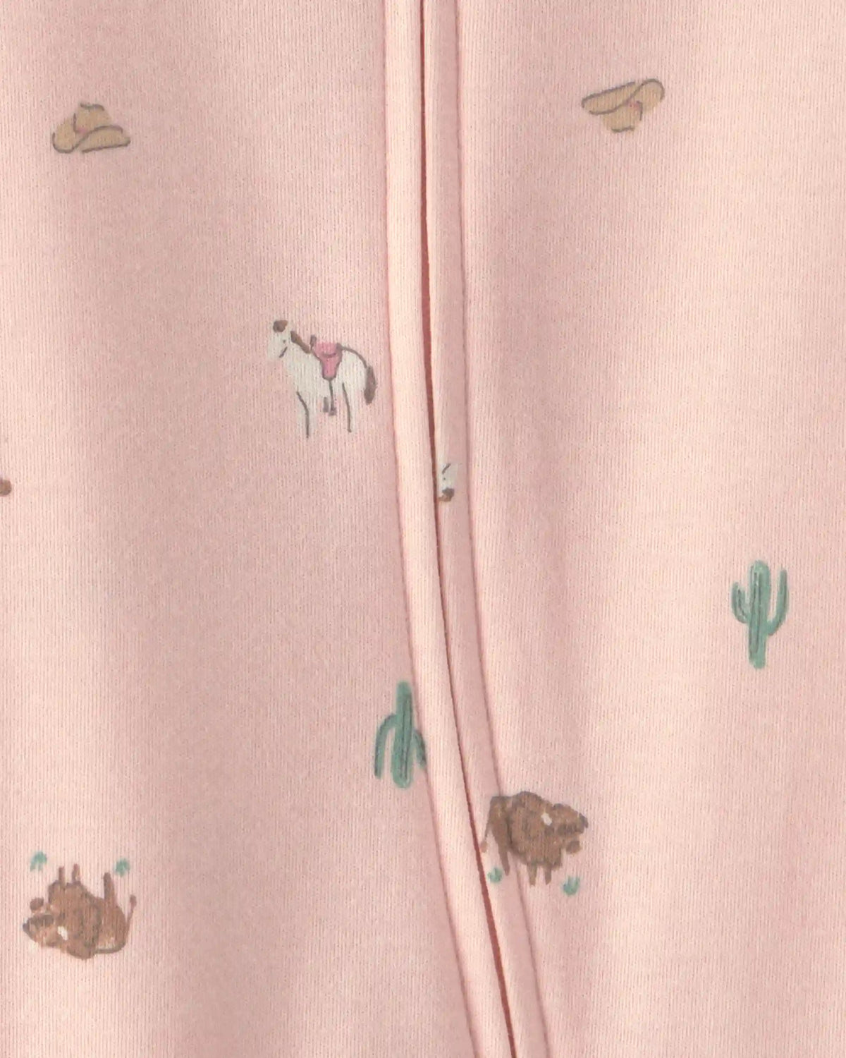 Baby Girl Western 100% Cotton 2-Way Zip Sleep & Play Pajamas - Pink