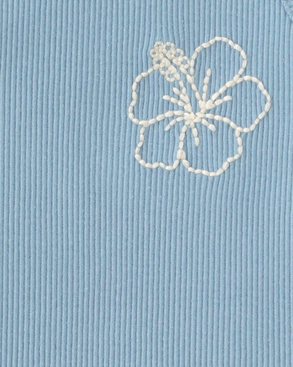 Baby Girl Flower Ribbed Tank Top - Blue