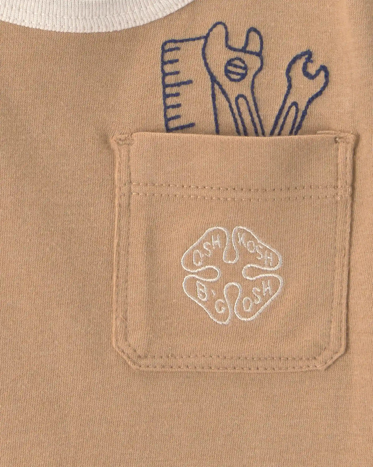 Baby Boy Tools Embroidered Pocket Graphic Tee - Tan