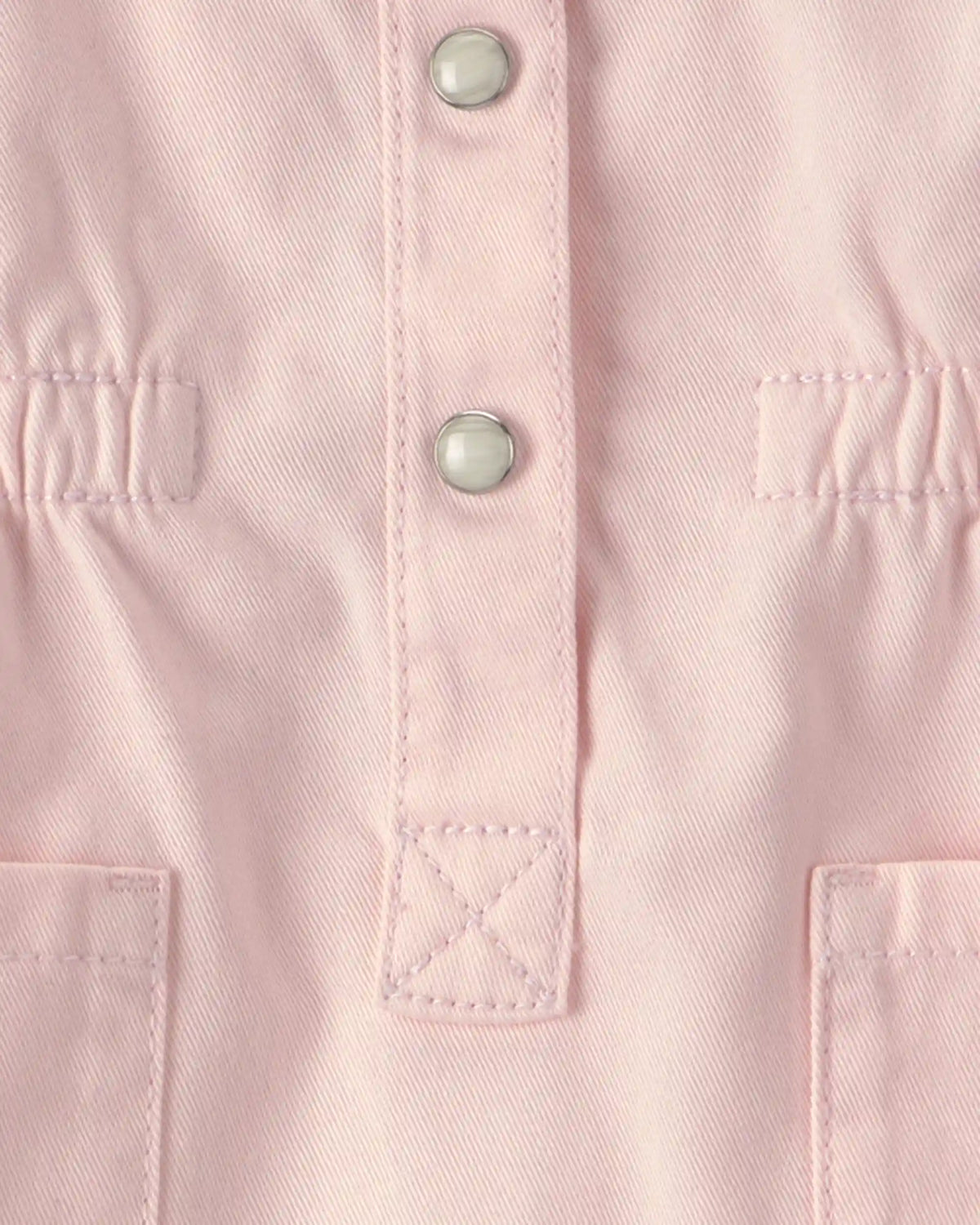 Baby Girl Twill Button-Up Utility Dress - Pink