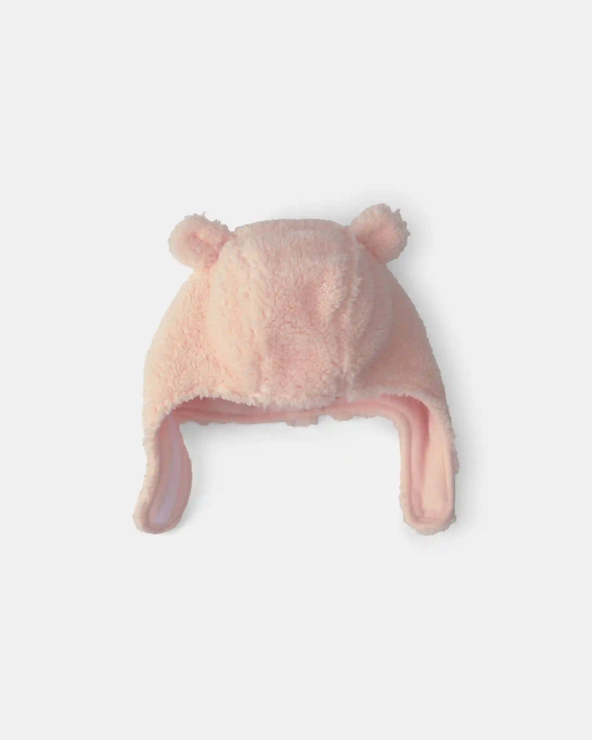 Baby Girl Bear Teddy Fleece Hat & Mitten Set - Pink