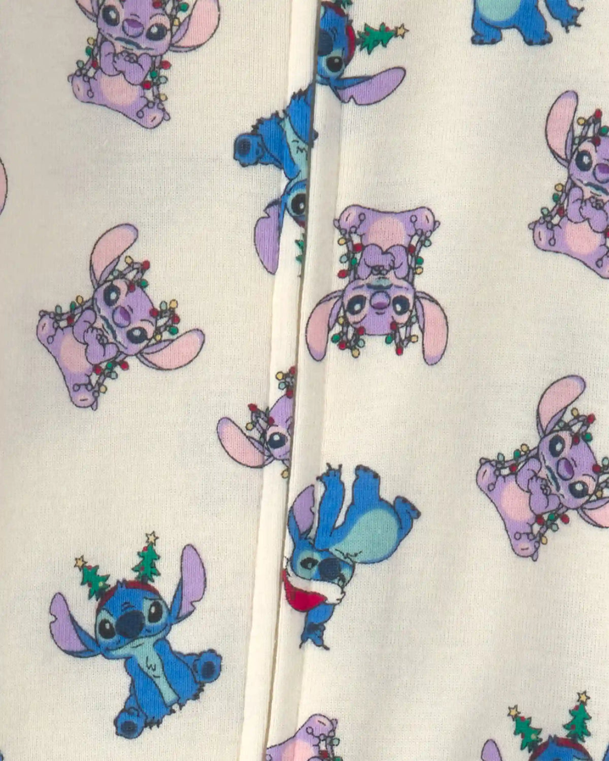 Baby 1-Piece Disney© Stitch Christmas 2-Way Zip 100% Cotton Snug Fit Footed Pajama - Ivory