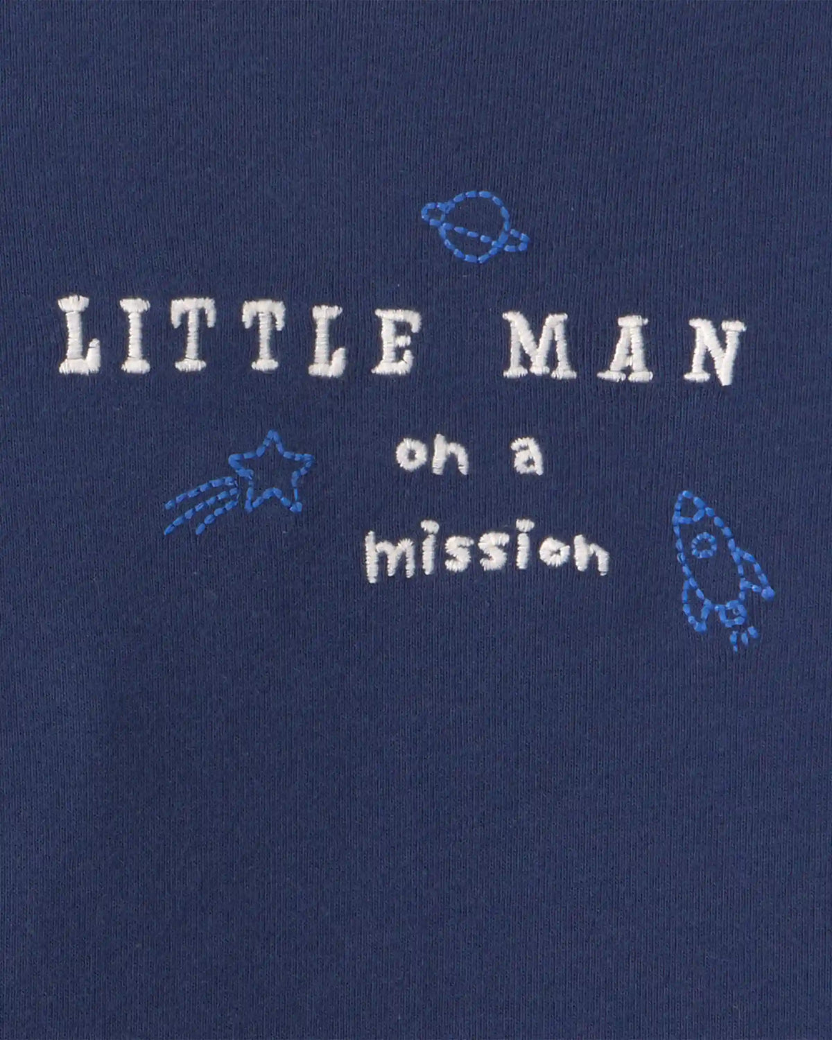 Baby Boy 2-Piece 'Little Man On a Mission' Space Long-Sleeve Bodysuit & Pant Set - Navy Blue