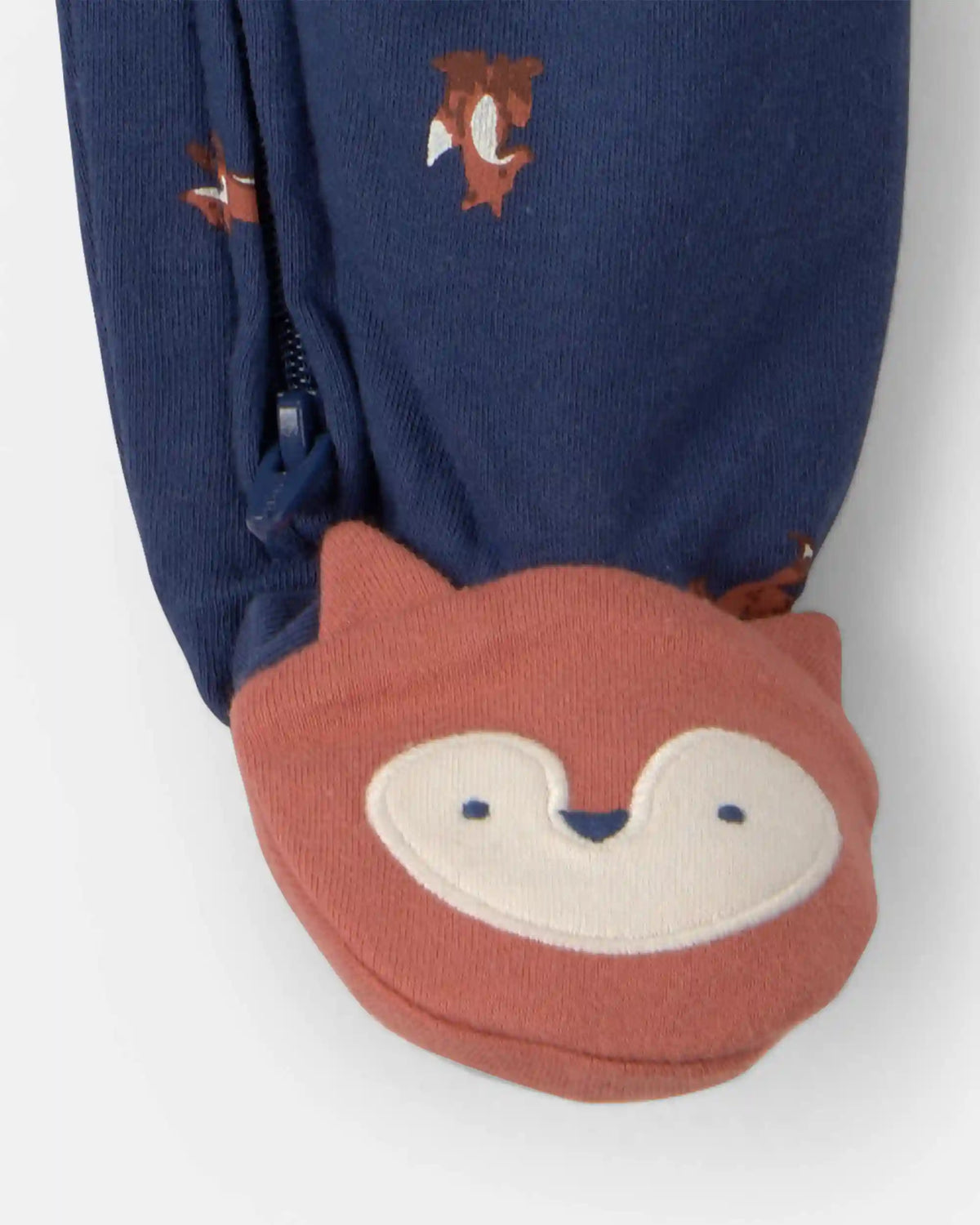 Baby Boy Fox 100% Cotton 2-Way Zip Sleep & Play Pajamas - Navy Blue