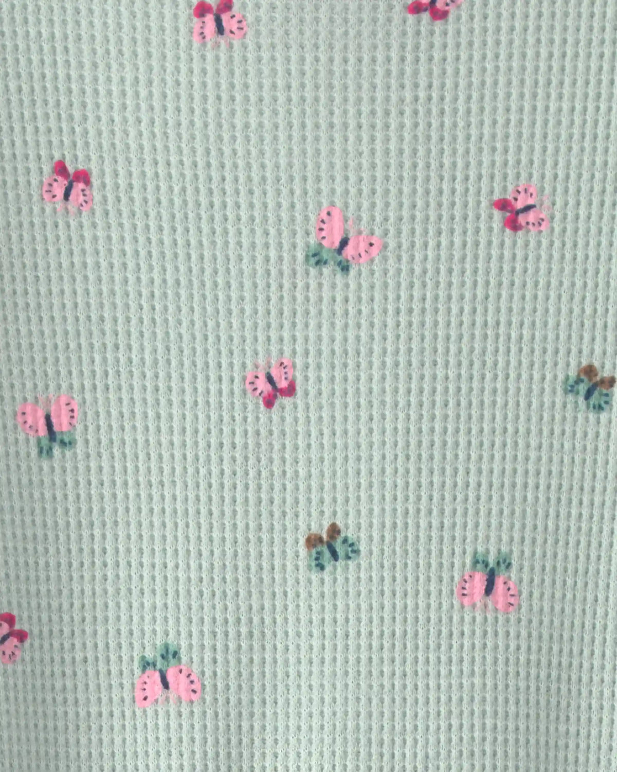 Baby Girl Butterfly Cotton 2-Way Zip Thermal Sleep & Play Pajamas - Green