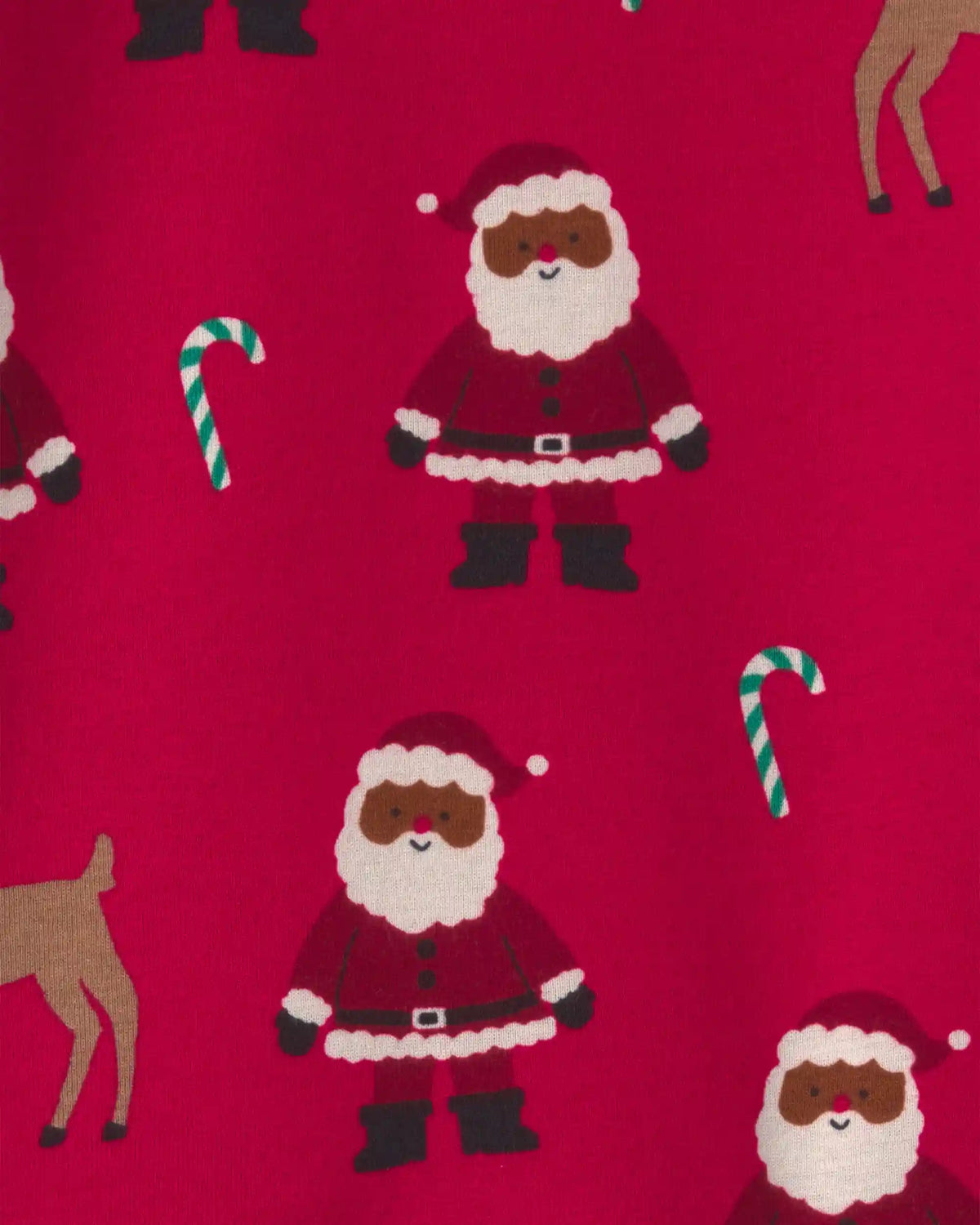 Baby 2-Piece Brown Santa Christmas 100% Cotton Snug Fit Pajama Set - Red