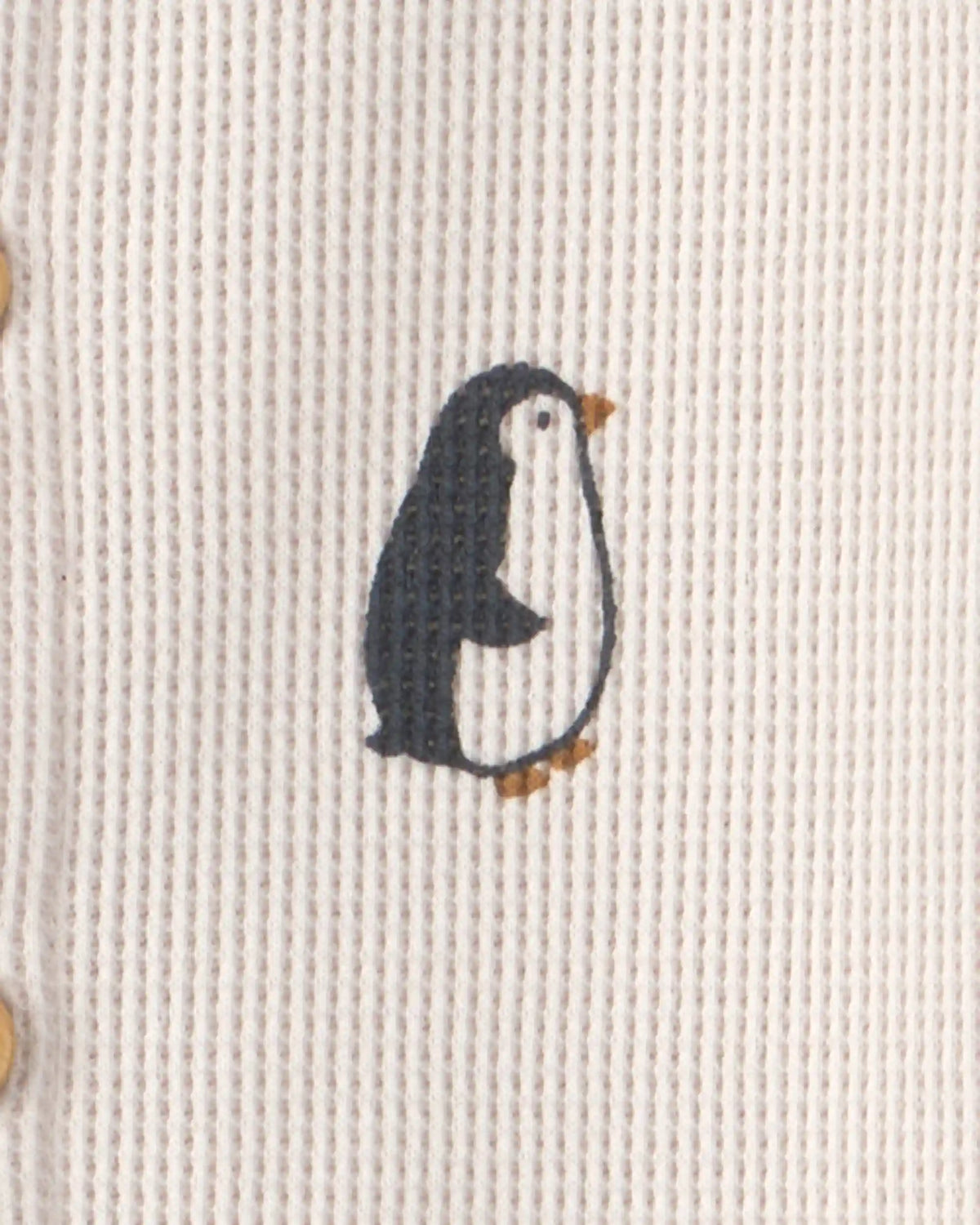Baby Organic Cotton Waffle Knit Jumpsuit in Penguins