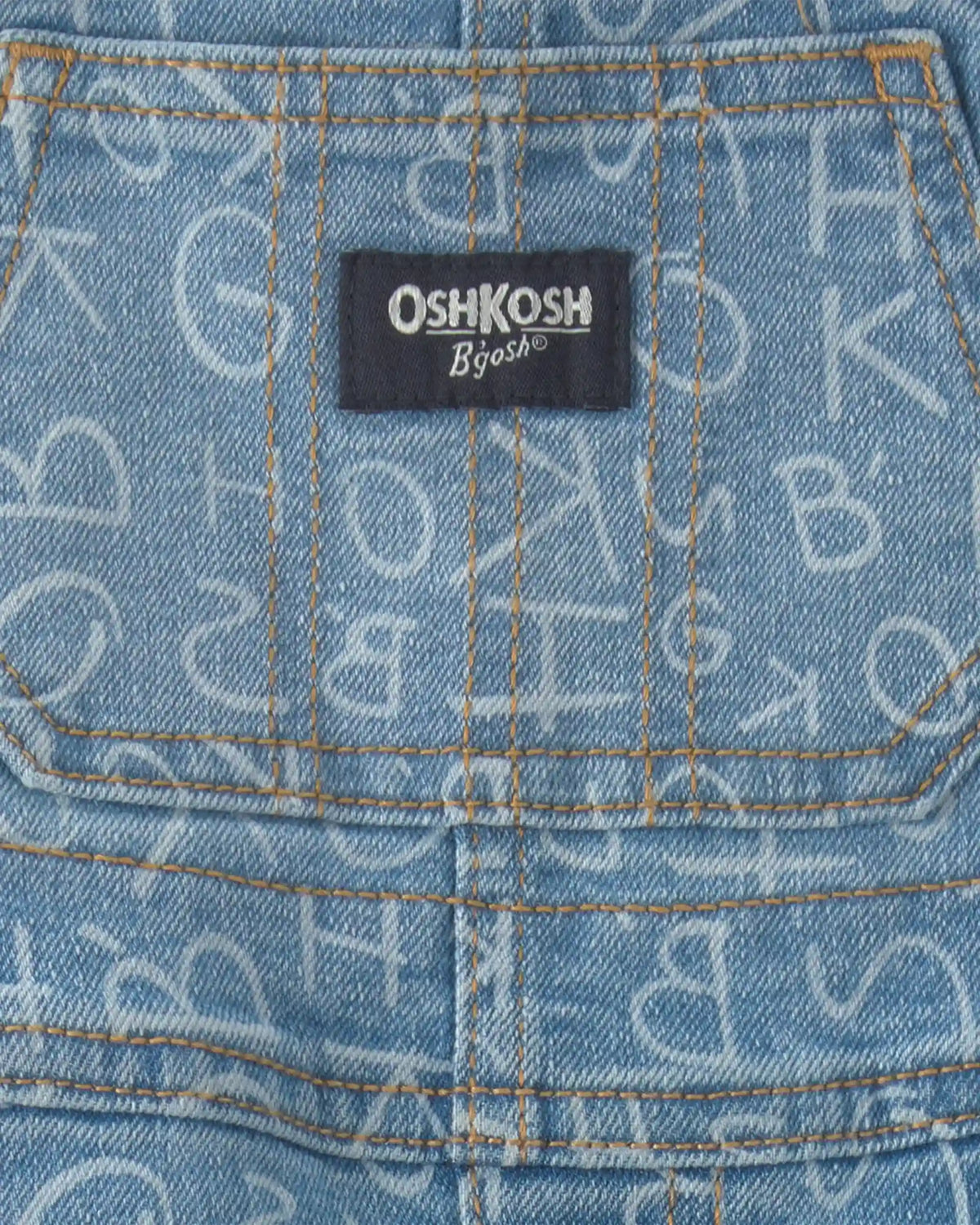 Baby Alphabet Overalls - Light Wash