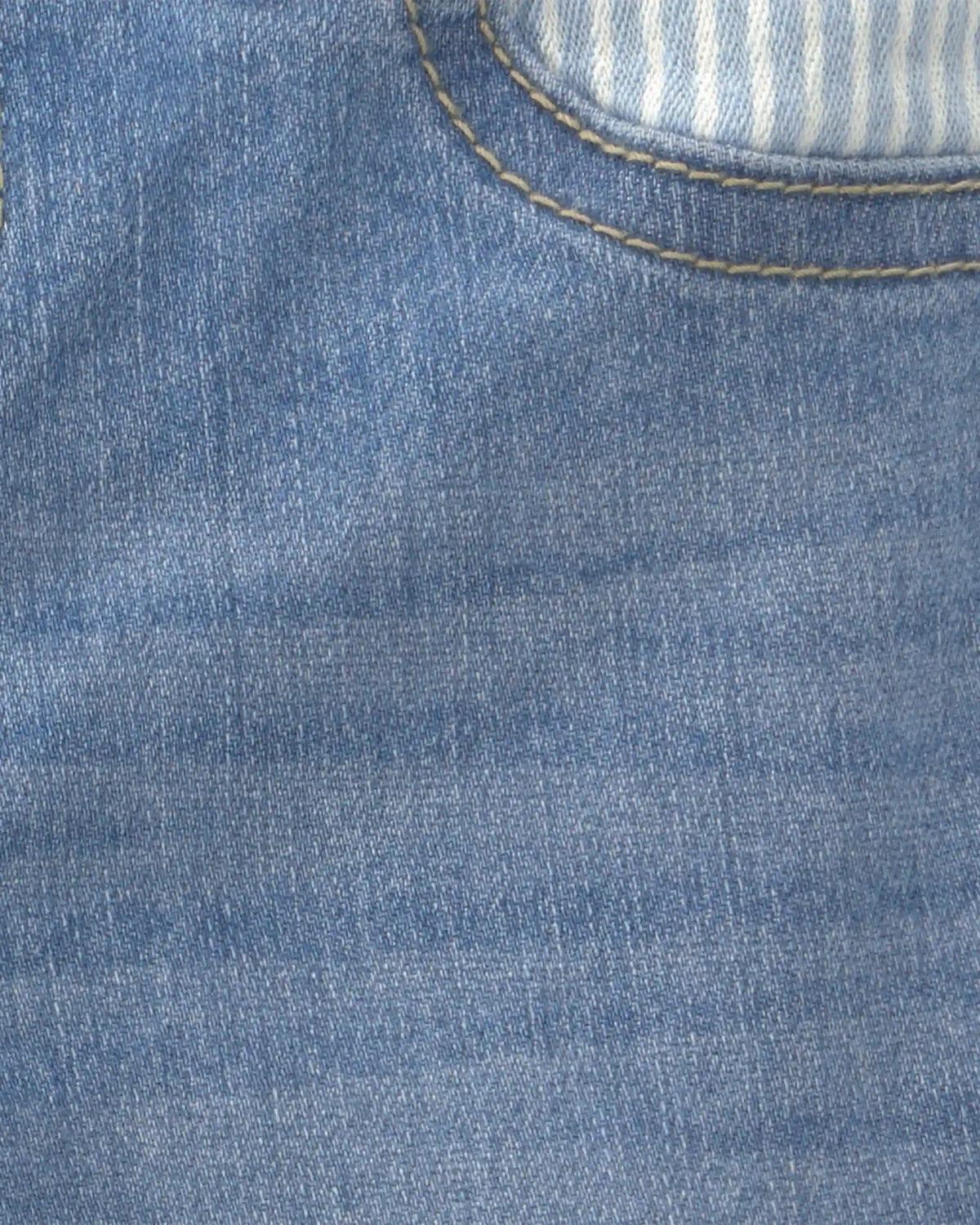 Baby Striped Pull-On Cuffed Jeans- Light Wash