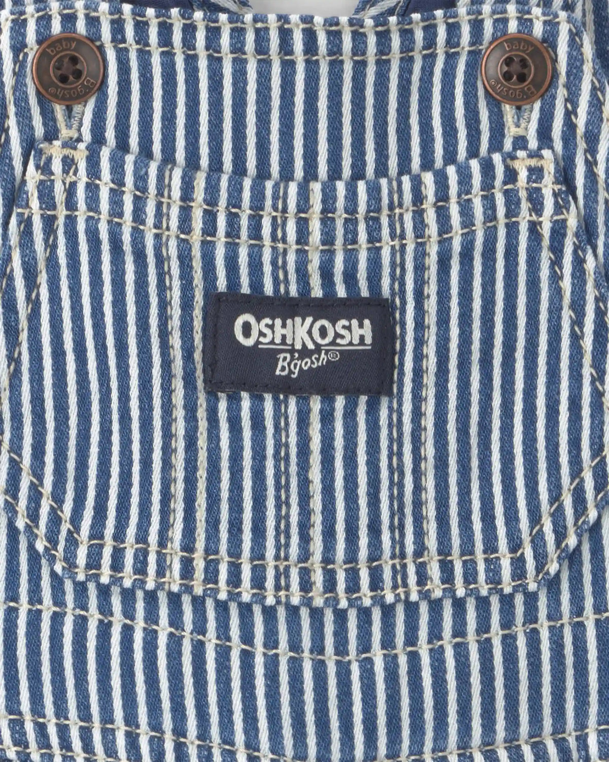 Baby Hickory Stripe Overalls - Blue/Grey
