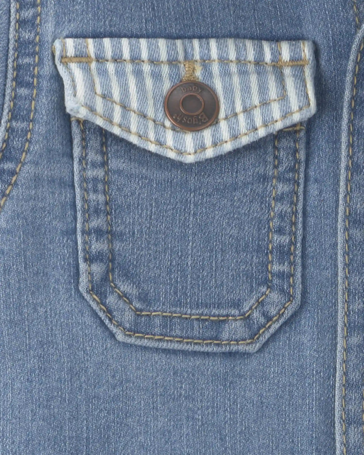 Baby Boy Long-Sleeve Denim Jumpsuit - Light Wash