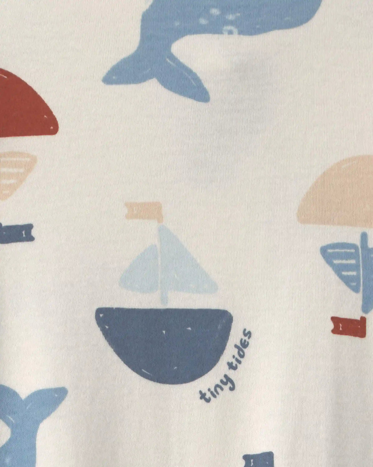 Baby Boy 2-Way Zip Sailboat Whale Cotton Sleep & Play Pajamas - Cream/Blue