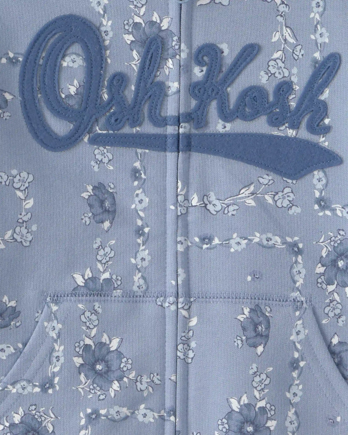 Toddler Girl Floral OshKosh Logo Zip-Up Hoodie - Blue