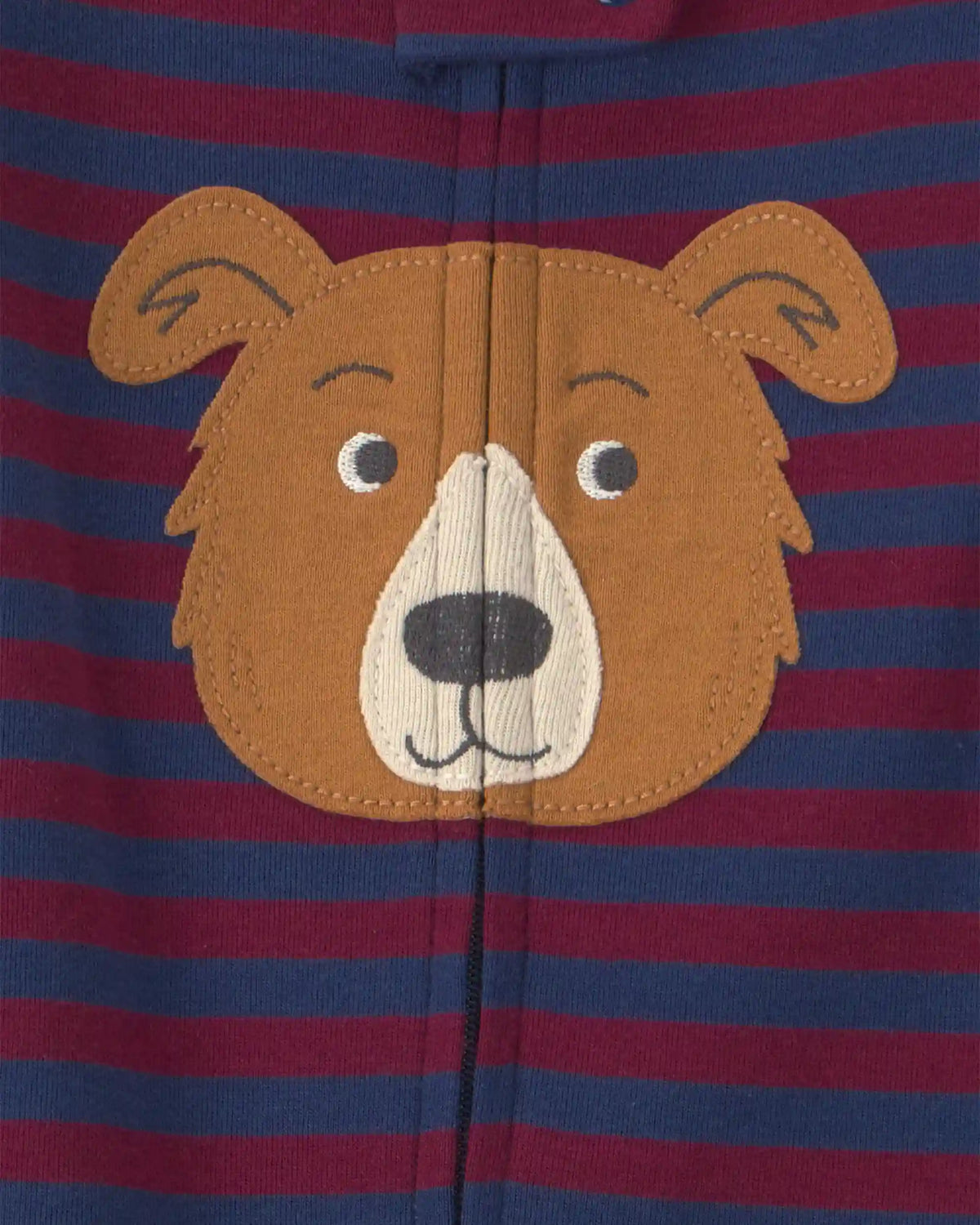 Toddler Boy 1-Piece Dog Striped 100% Cotton Snug Fit Footed Pajama - Burgundy/Blue