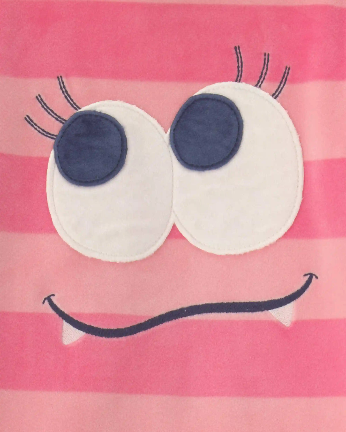 Toddler Girl 2-Piece Monster Striped DreamPlush Snug Fit Pajama Set - Coral
