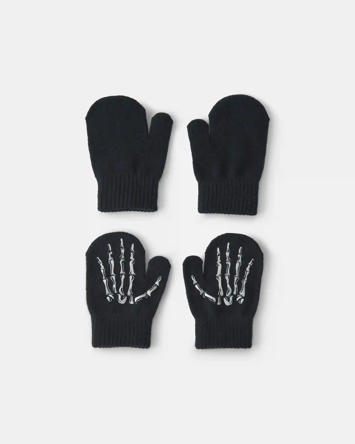 Toddler Boy 2-Pack Skeleton Halloween Mittens - Black