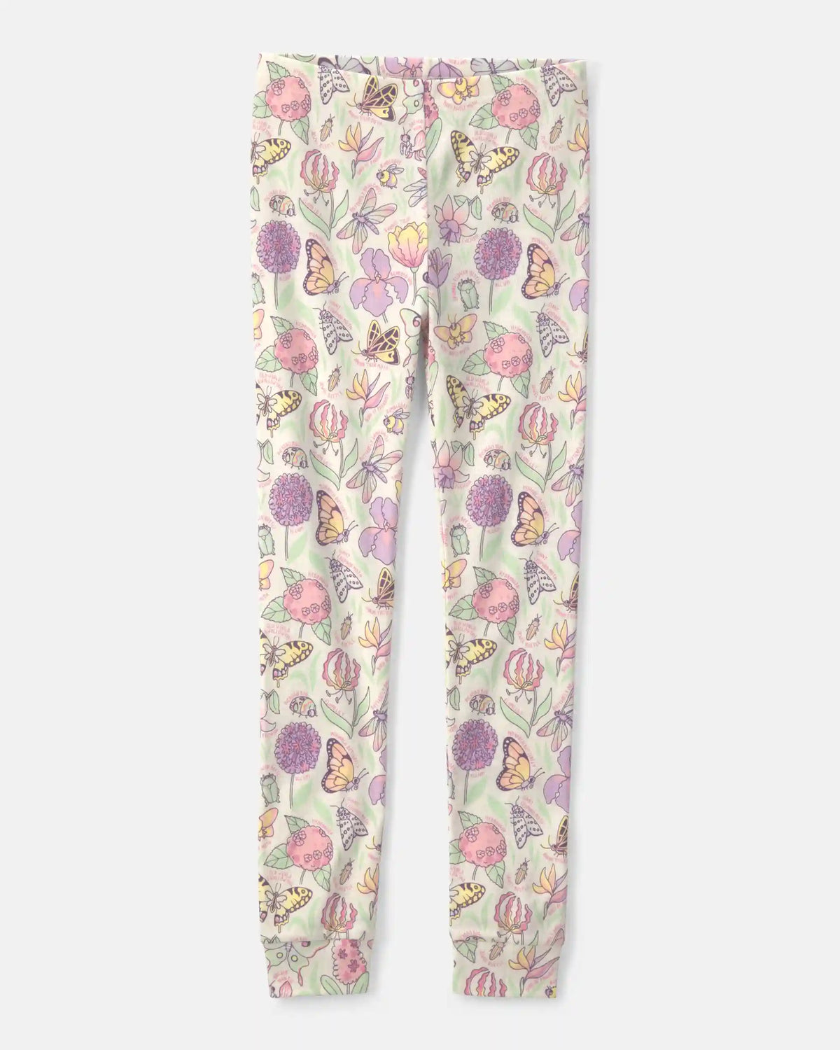 Girls Butterfly 100% Cotton Snug Fit 2-Piece Pajama Set - Cream