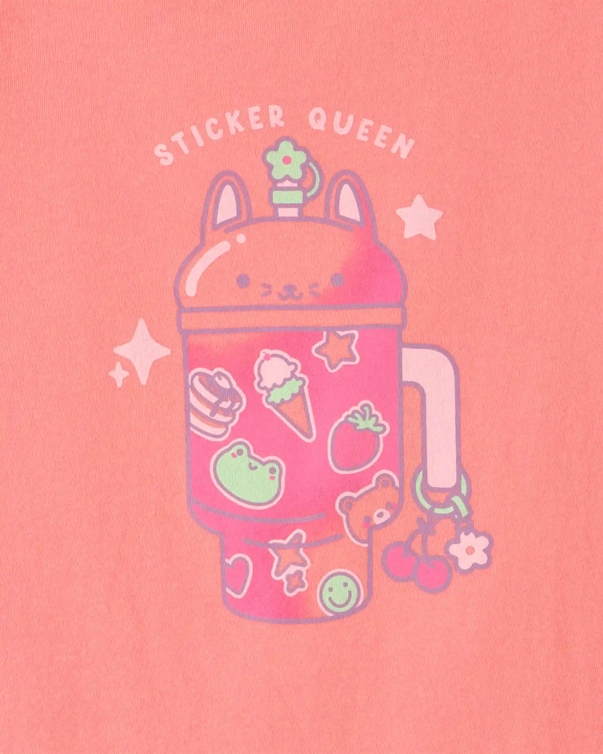 Girls 'Sticker Queen' Graphic Tee - Coral