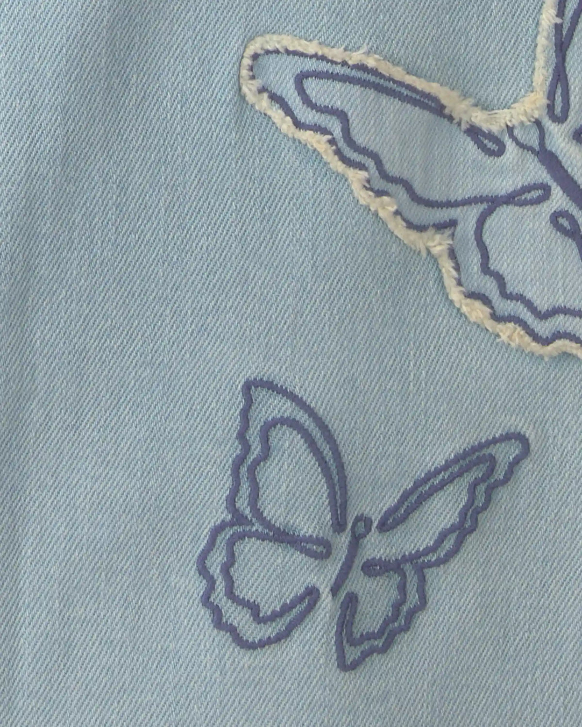 Girls Butterfly Cropped Wide-Leg Jeans - Light Wash