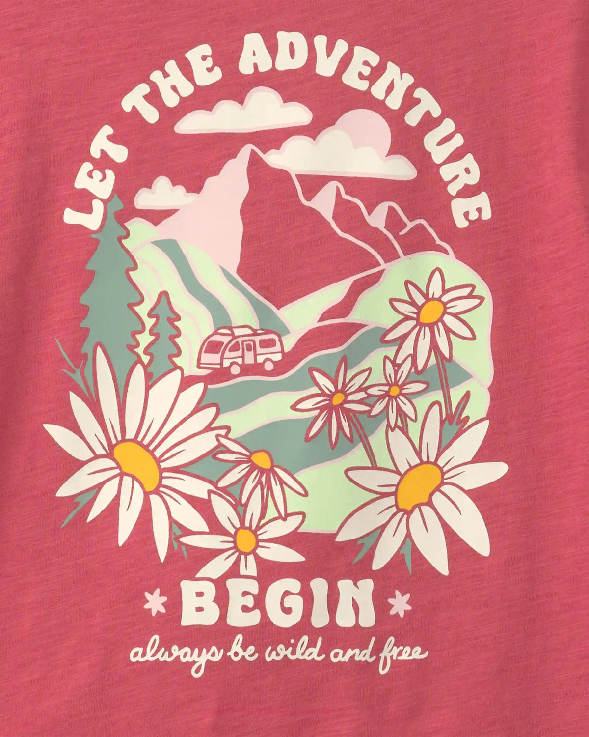 Girls 'Adventure Crew' Graphic Tee - Red
