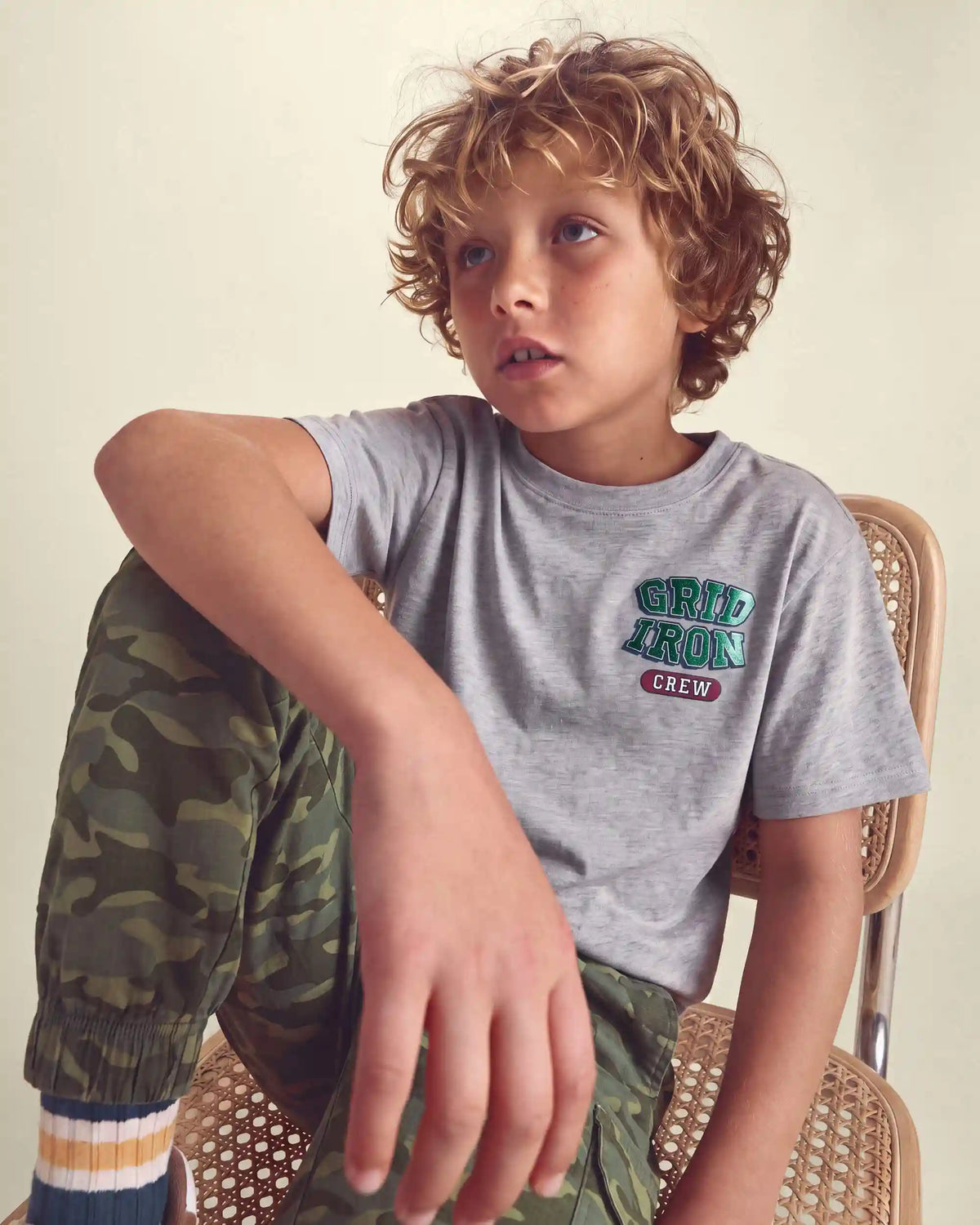 Boys Camo Cargo Joggers - Olive Green