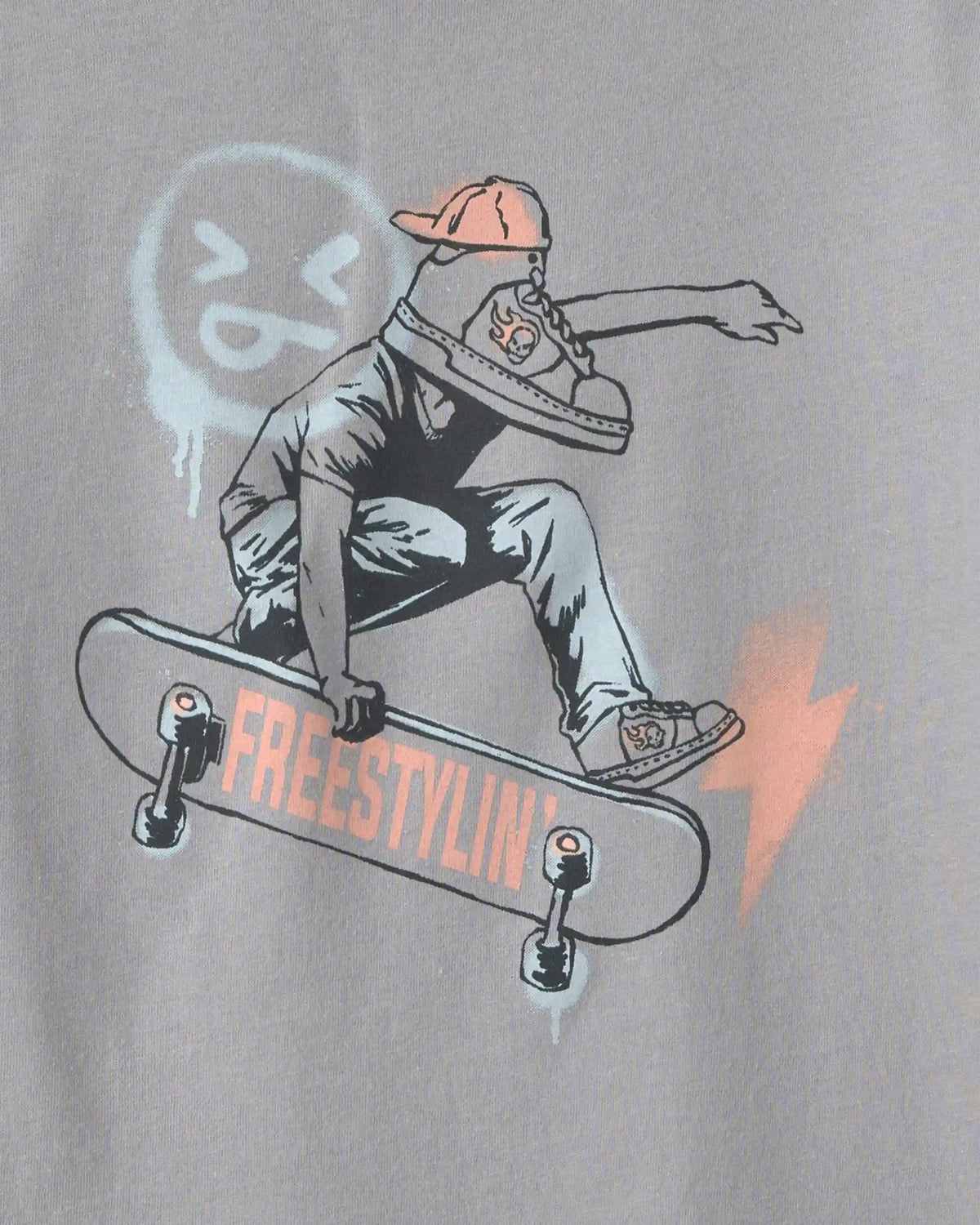 Boys Skateboarder Long-Sleeve Graphic Tee - Grey