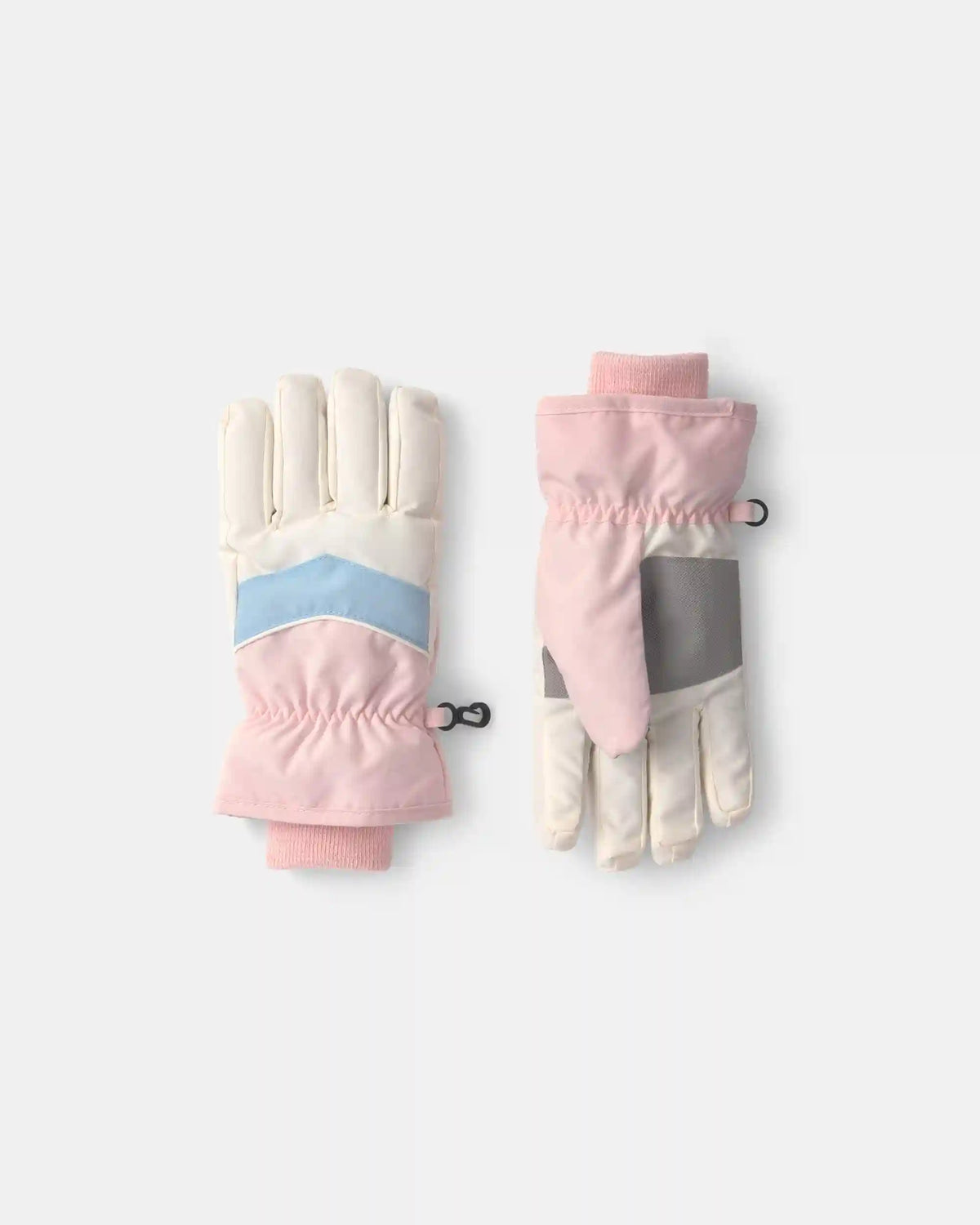 Girls Color Block Ski Gloves - Pink/Blue/White