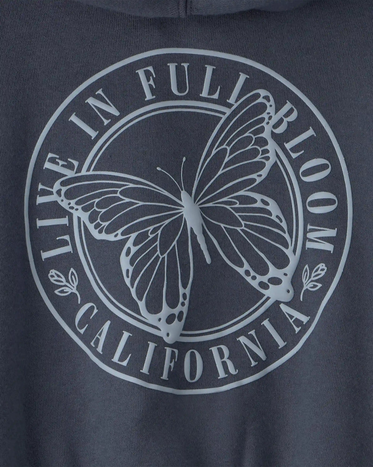 Girls 'Butterfly' Fleece Zip-Up Hoodie - Navy Blue