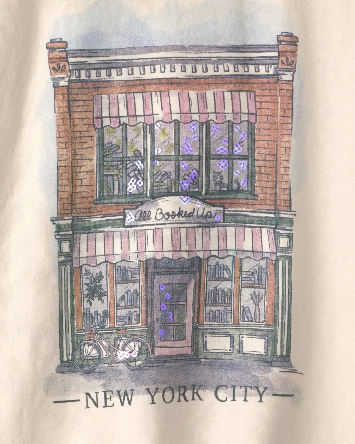 Girls 'New York City' Graphic Tee - Cream