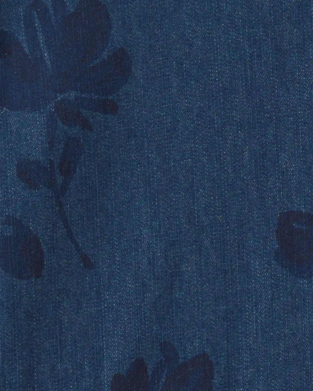 Girls Floral Denim Long-Sleeve Dress - Dark Wash