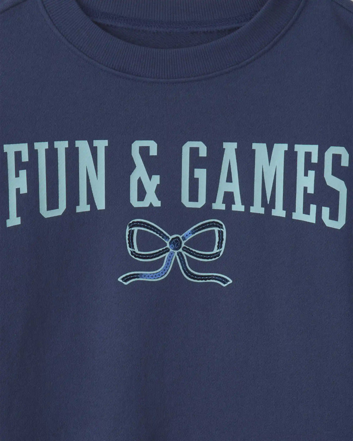 Girls 'Fun & Games 'Long-Sleeve Pullover Sweatshirt - Blue
