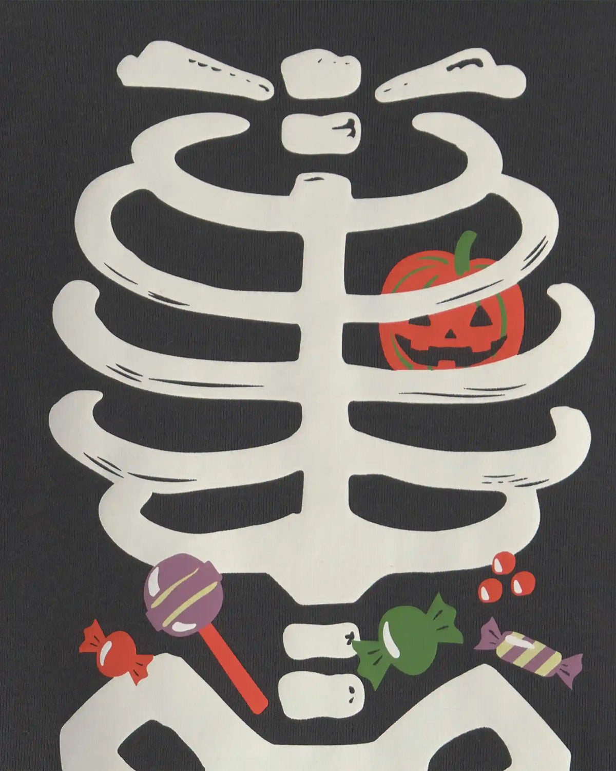 Kids 2-Piece Halloween Glow in the Dark Skeleton 100% Cotton Snug Fit Pajama Set - Charcoal