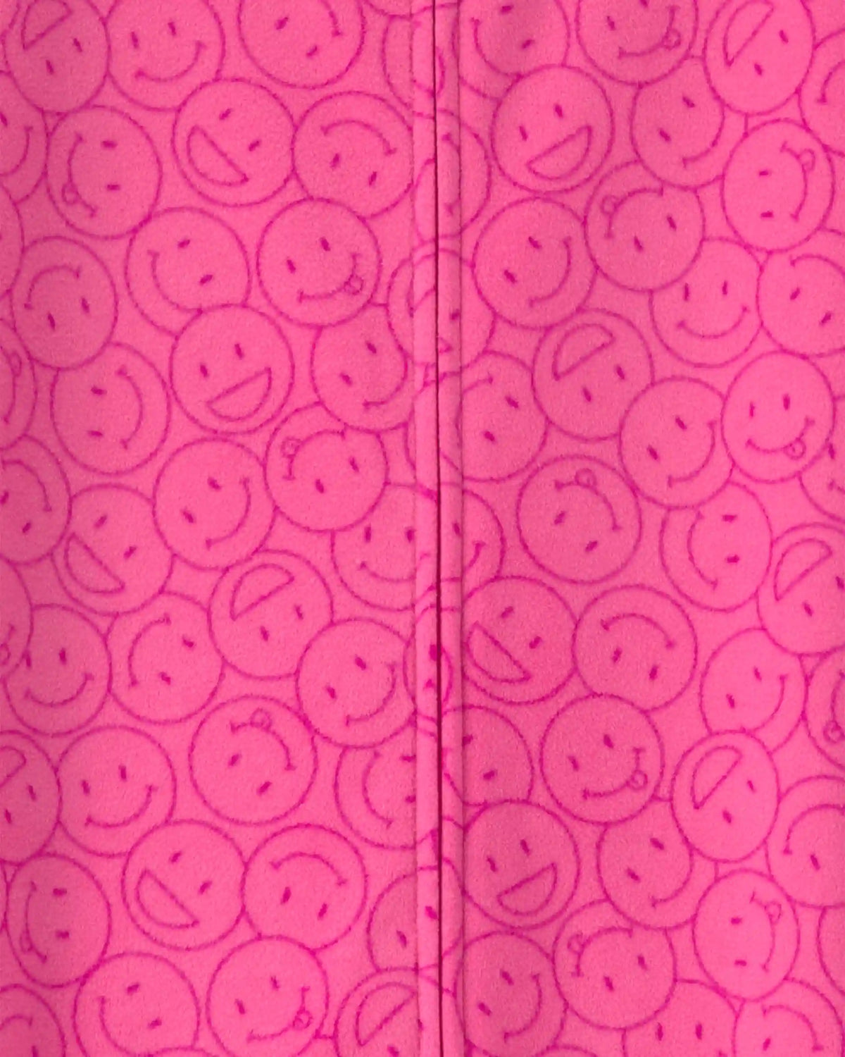 Girls 1-Piece Smiley Faces Fleece Loose Fit Footed Pajama - Pink