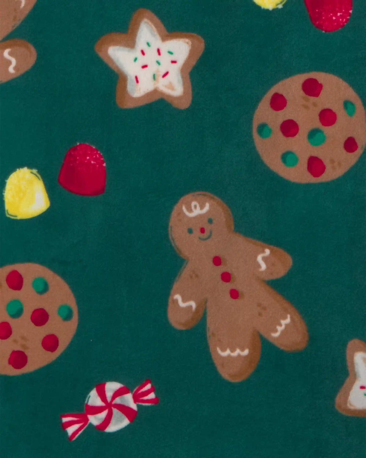 Kids 2-Piece Christmas Gingerbread DreamPlush Snug Fit Pajama Set - Green