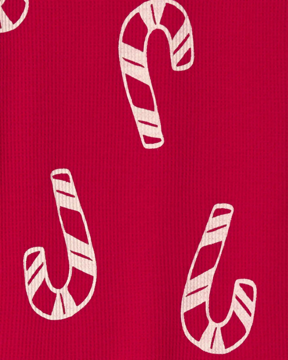 Kids Candy Cane Christmas Thermal Snug Fit 2-Piece Pajama Set - Red