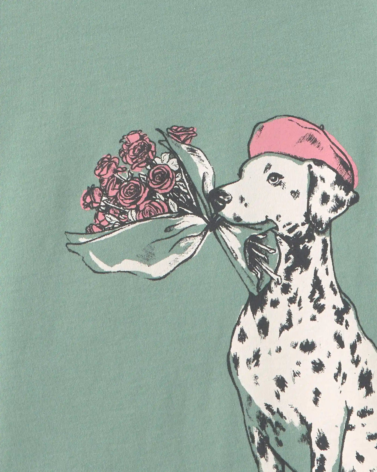 Girls Parisian Dog Long-Sleeve Graphic Tee - Green