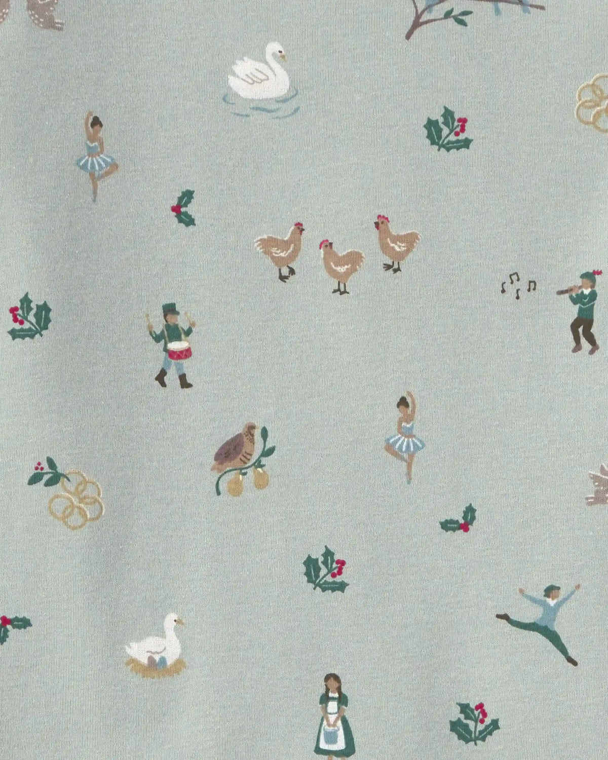 Kids 2-Piece Organic Cotton Pajamas in 12 Days of Christmas Print