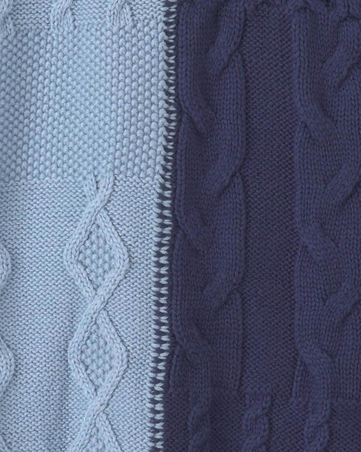 Boys Cable Knit Fair Isle Baggy Sweater - Navy Blue/Light Blue