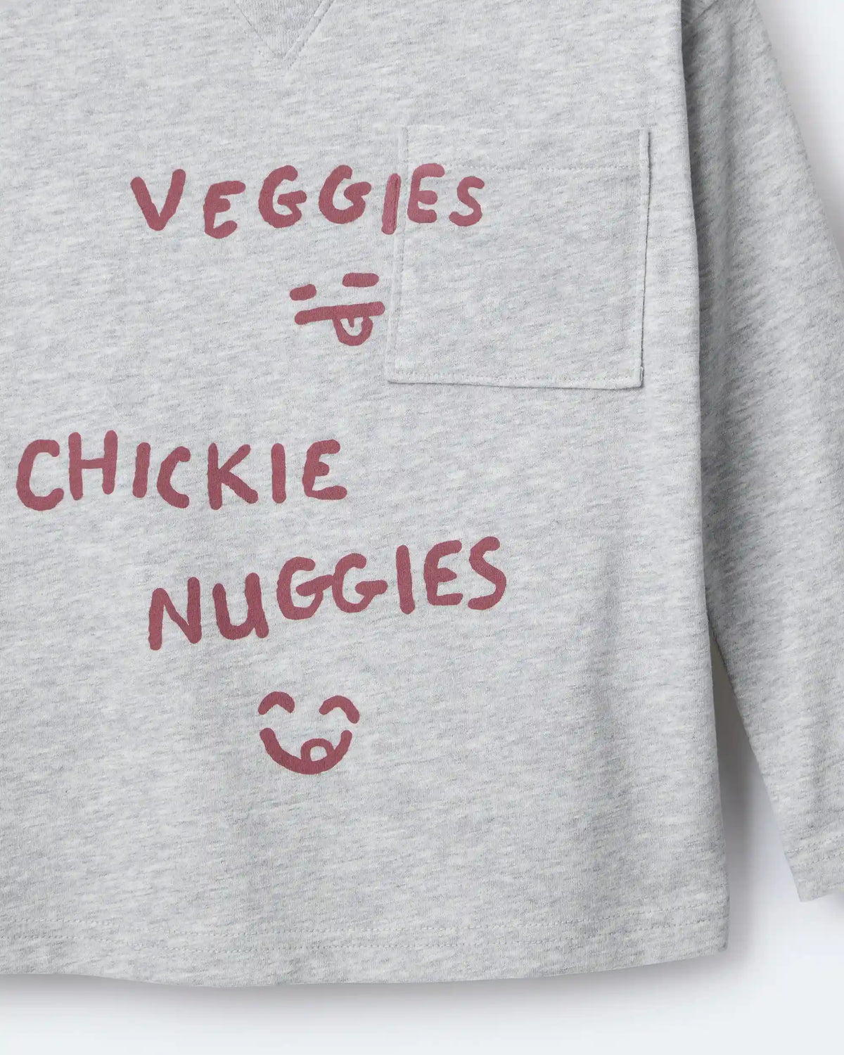 Toddler 'Chicken Nuggies' Long-Sleeve Pocket Graphic Tee - Heather Grey