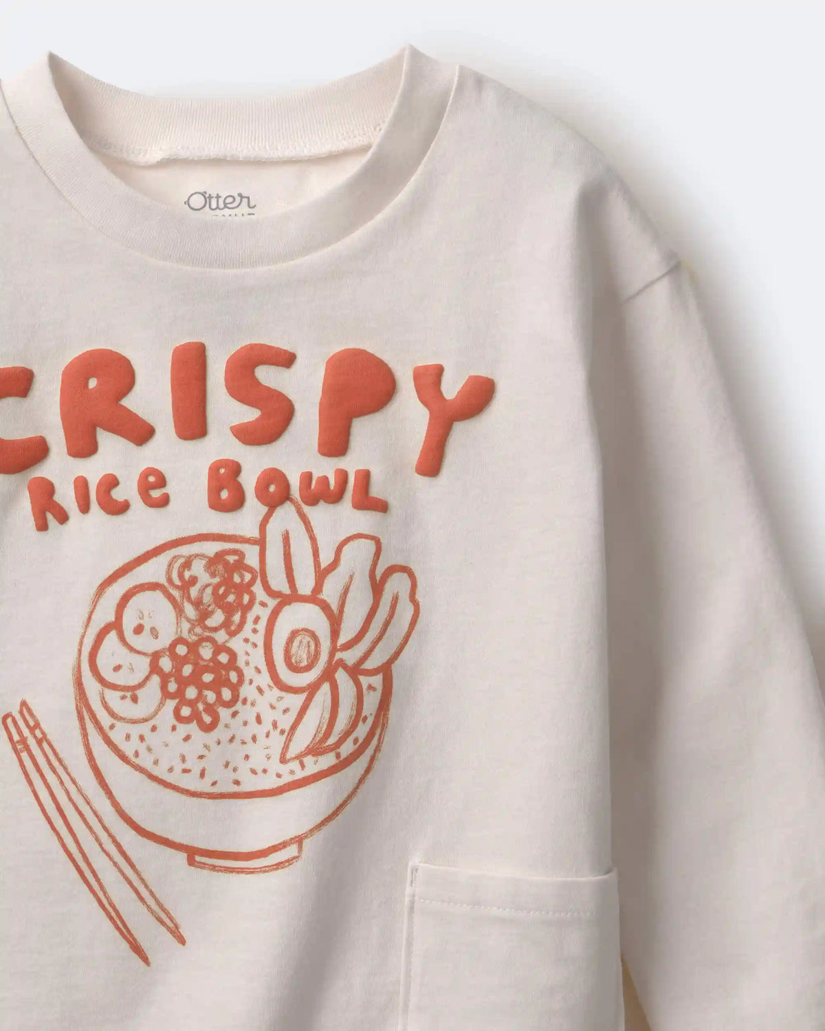 Toddler 'Crispy Rice Bowl' Long-Sleeve Relaxed Graphic Tee - Cream