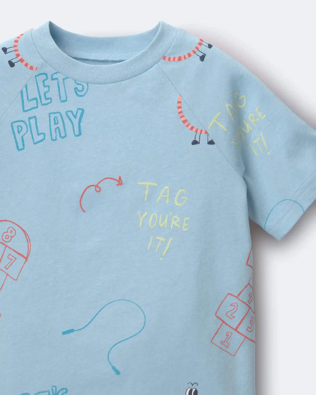 Toddler 'Let's Play' Raglan Relaxed Tee - Light Blue