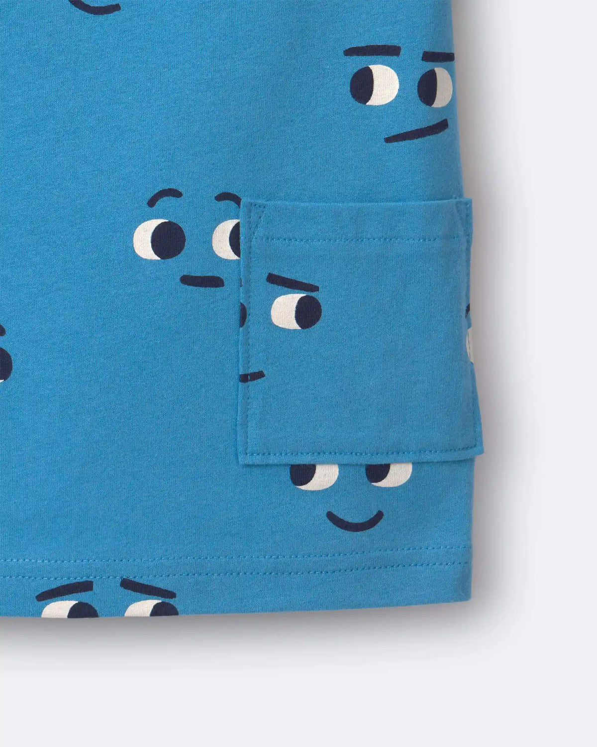 Toddler Otter Pocket Tee in Face Print - Blue