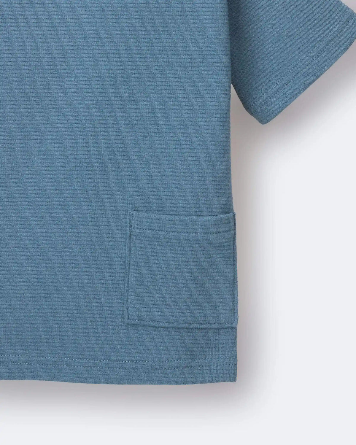Toddler Boy Henley Tee with Pocket - Slate Blue