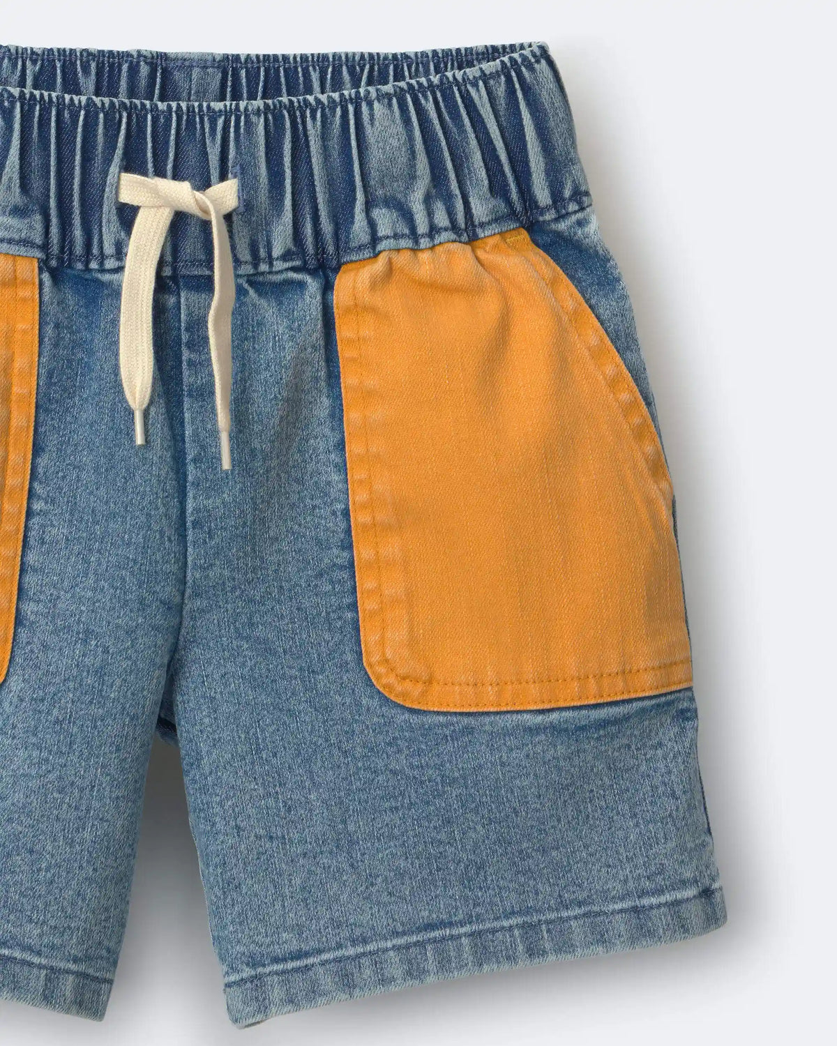 Toddler Colorblock Long-Line Shorts in Denim