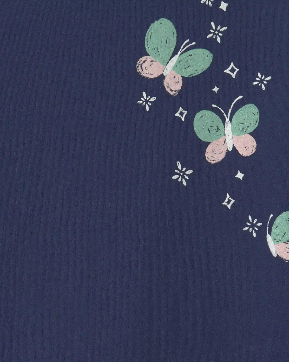 Toddler Girl Butterfly Floral Long-Sleeve Graphic Tee - Navy Blue