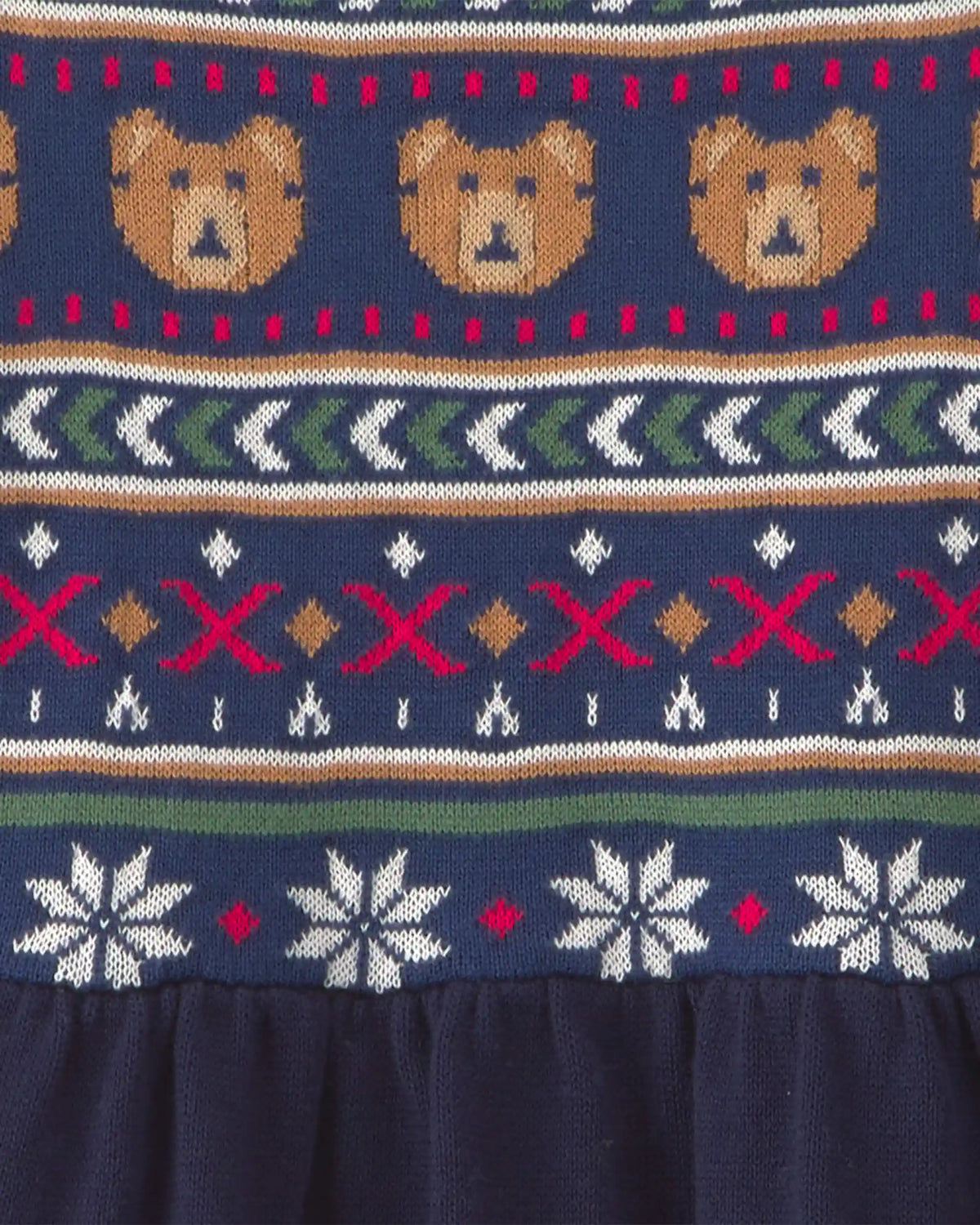 Toddler Girl Bear Fair Isle Long-Sleeve Dress - Navy Blue