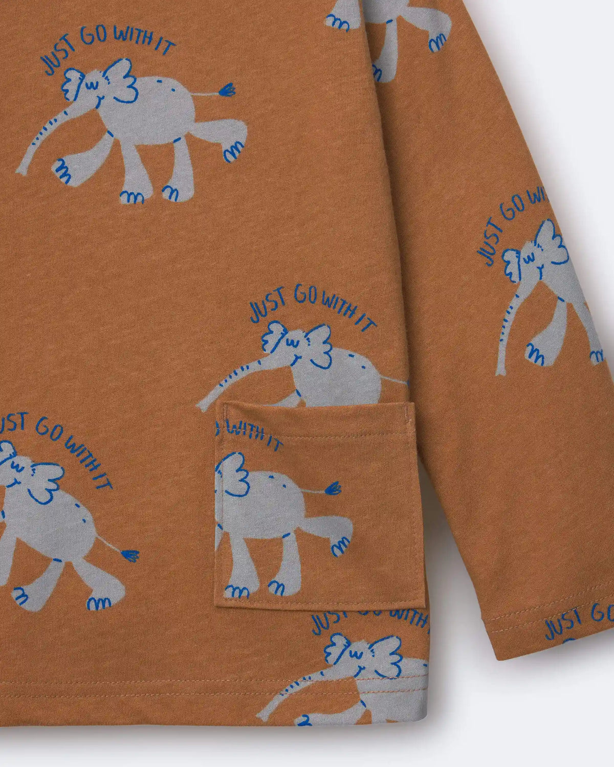 Toddler Long-Sleeve Relaxed Graphic Tee in Elephant Print - Brown